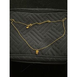 Gold Tone Necklace with‎ Checkered French Fries Foodie Pendant